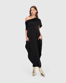 Alembika Savoir Off Shoulder- Maxi Dress-ED706B