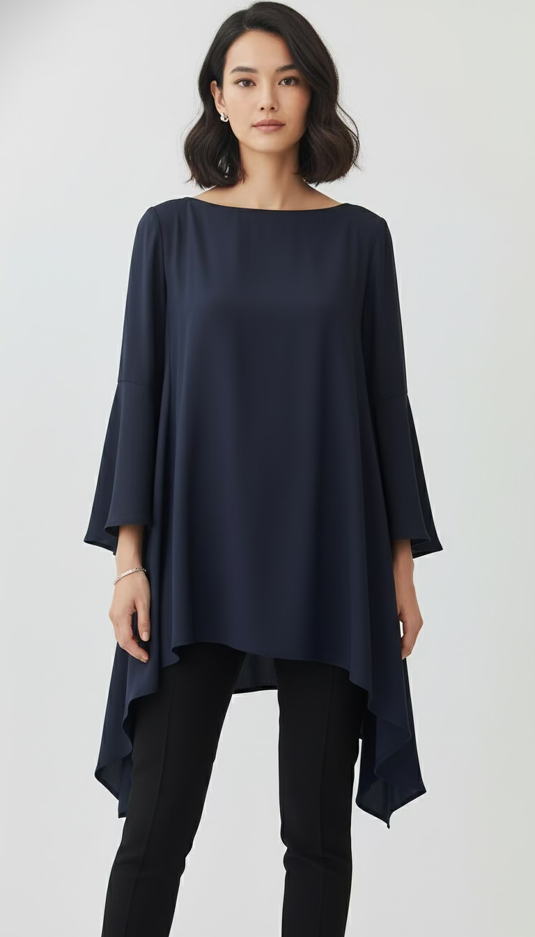 IC Collection Ruffle Sleeve Asymmetrical Top-IC-4723T