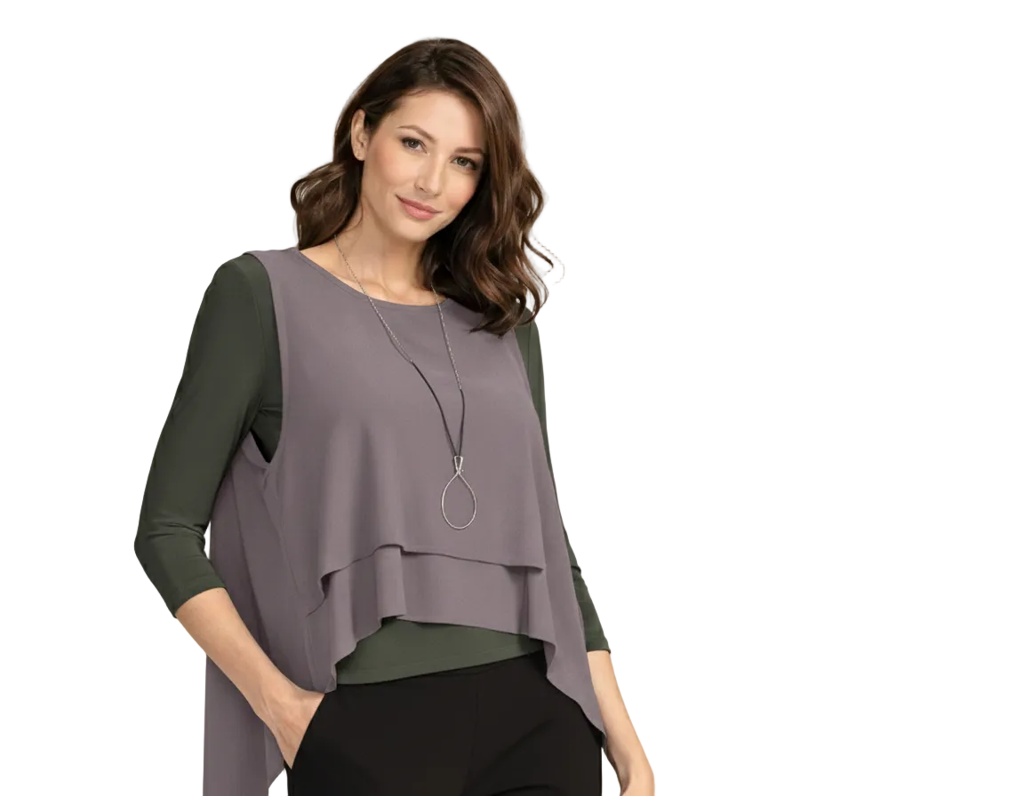 By JJ High-Low Split Front Vest-IT-158