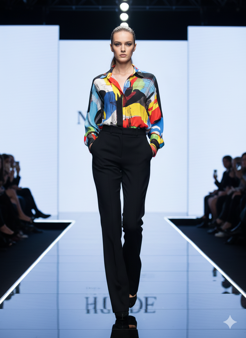 Dilemma "Rauschenberg" Inspired button down Blouse-GDB-584