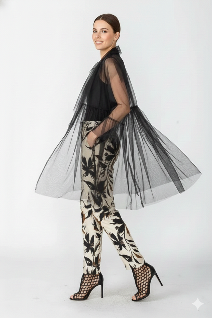 IC Collection Rosette Chiffon Layered Jacket-IC-5861J