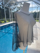 Gardy Rhinestone Mesh Crop Poncho Top-9811