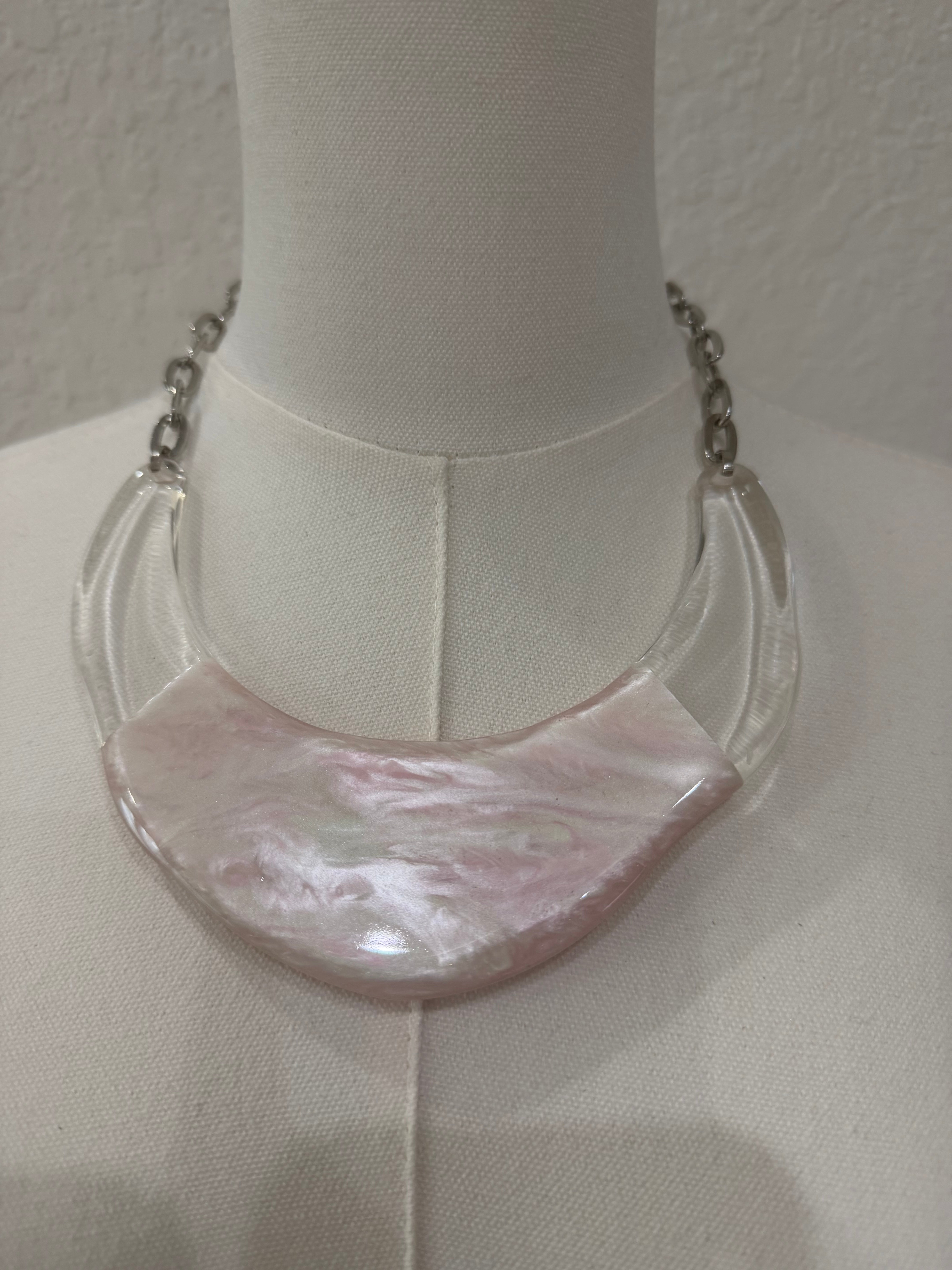 Light Pink Lucite Necklace-NKL002