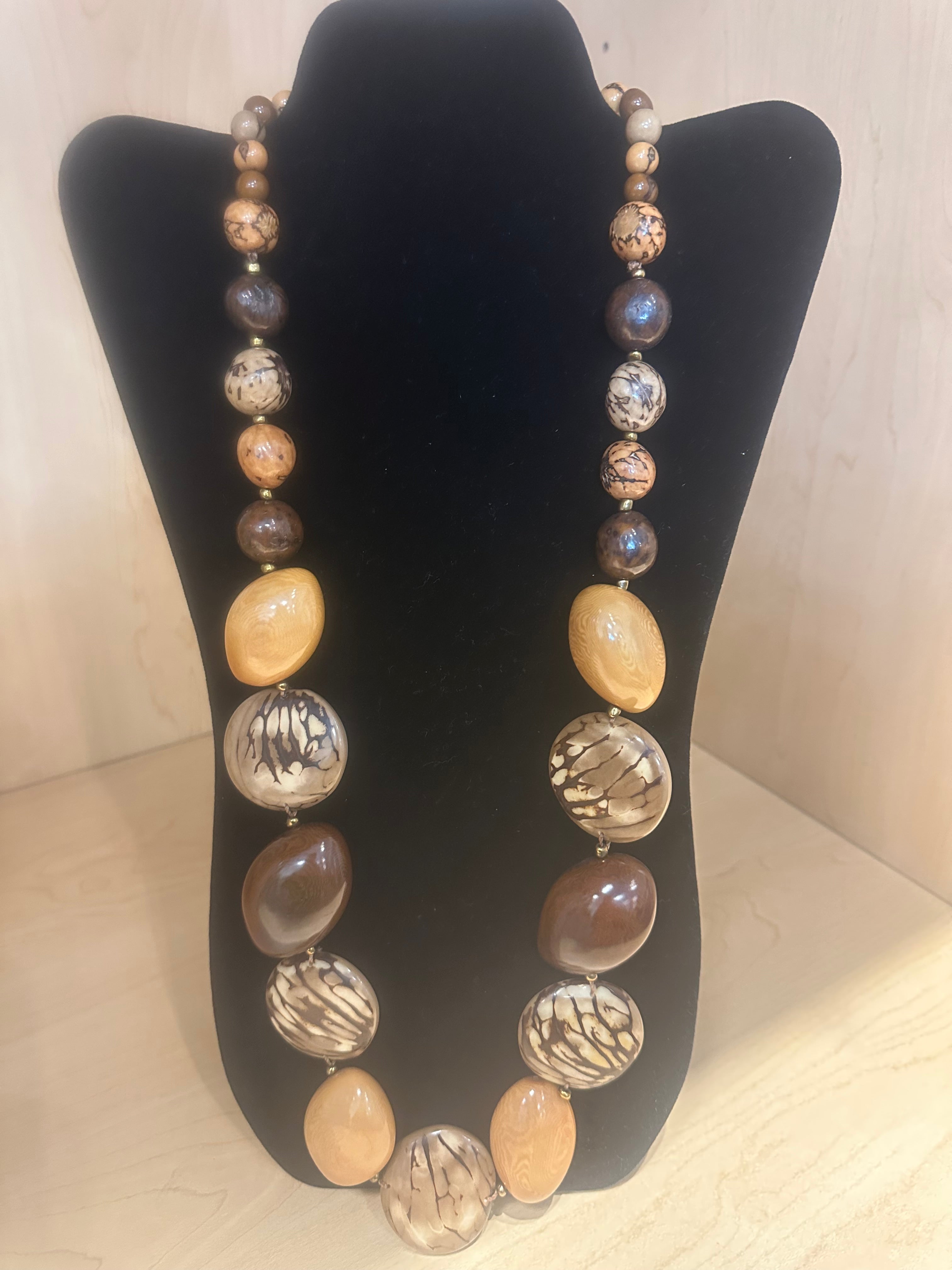 Tagua Handmade Esther Natural Tones Necklace-LC394-CH-CF