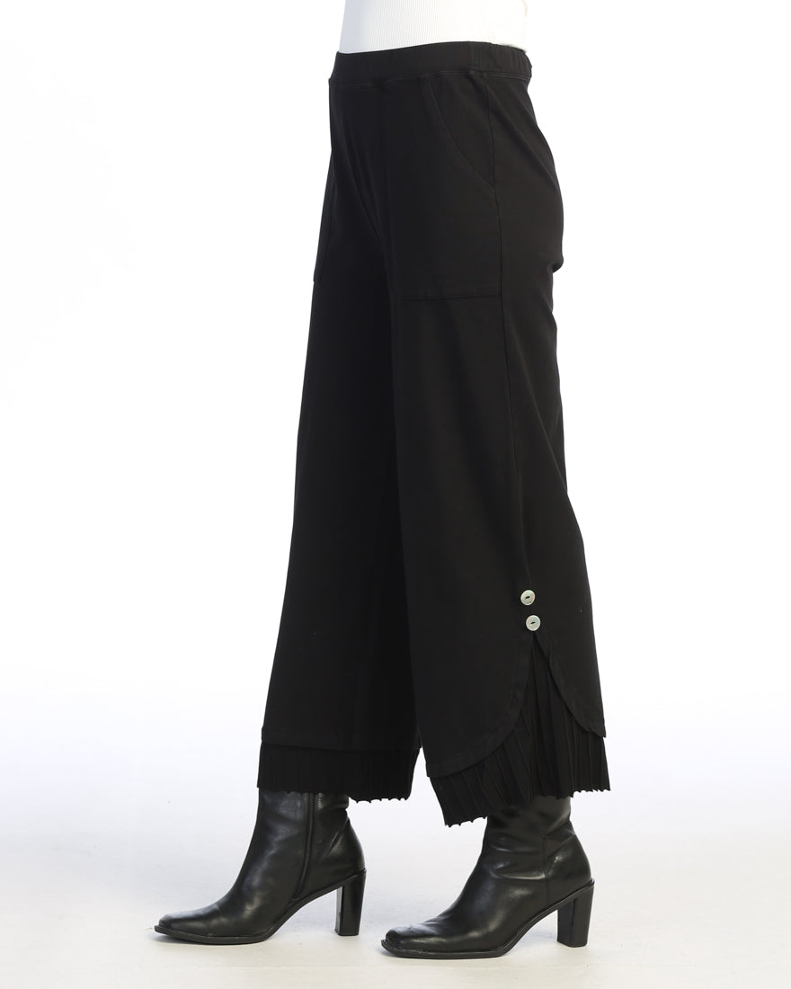 Jess & Jane Mineral Washed Wide-Leg Pant with Rib & Button Detail-M125