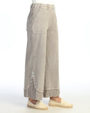 Jess & Jane Mineral Washed Wide-Leg Pant with Rib & Button Detail-M125