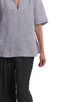 Alembika Dove Pinstripe Top-ST367D, view 2