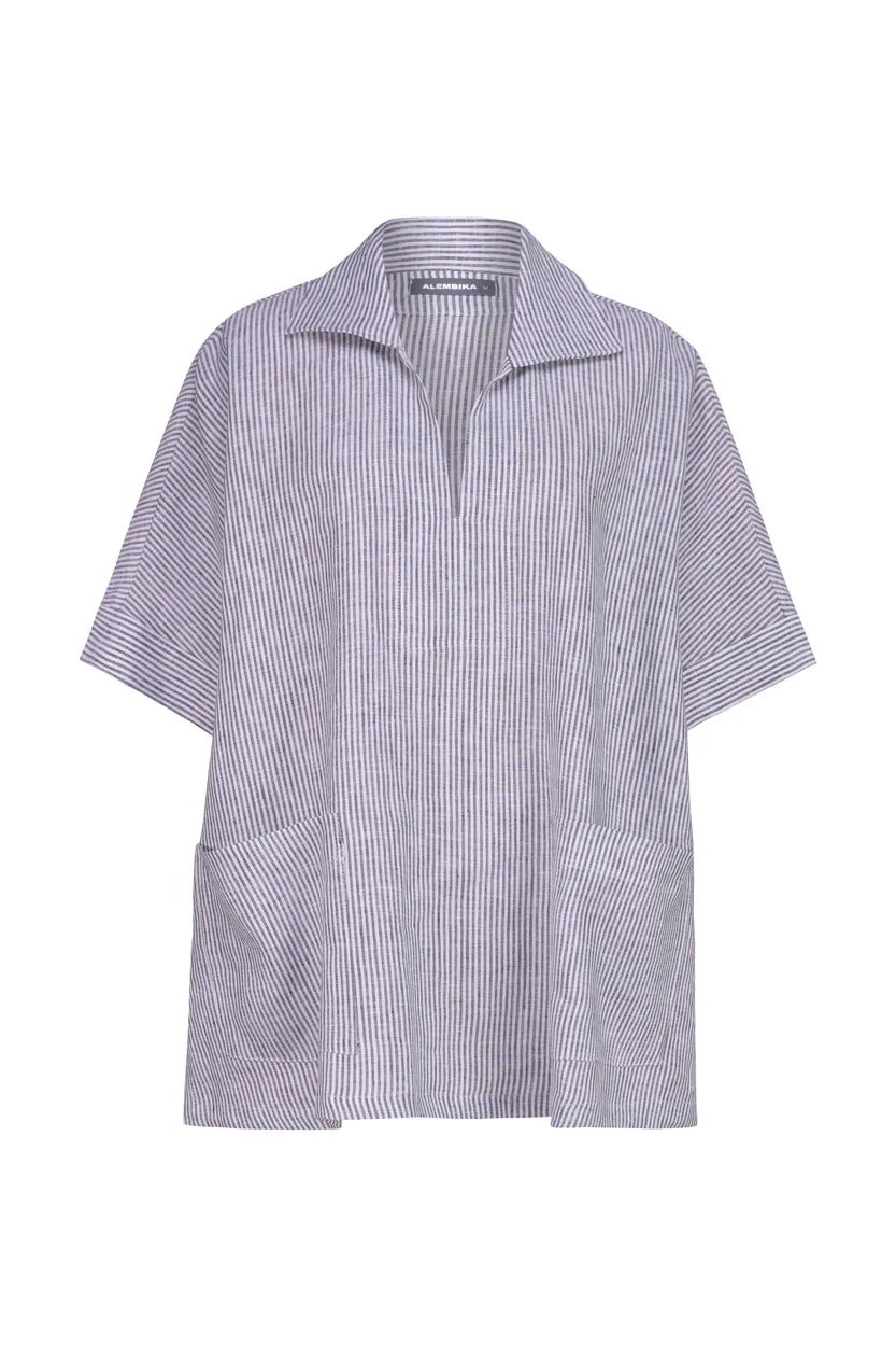 Alembika Dove Pinstripe Top-ST367D, view 3