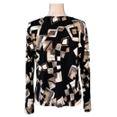 By JJ Moss Geo Taupe Print Topper-IT-208P-B