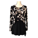 By JJ Moss Geo Taupe Print Topper-IT-208P-B