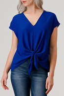 Heimious V-neck Tie Front Top WT738