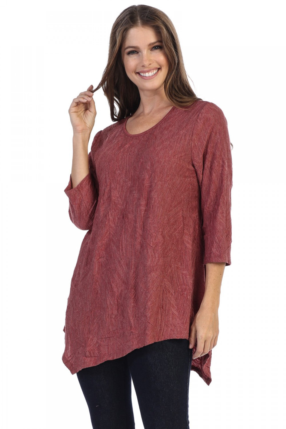 BY JJ Crinkle Knit Asymmetrical Tunic-Y-015
