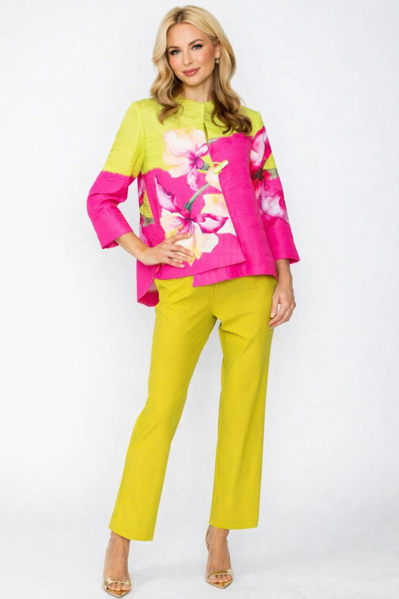 IC Collection Floral Jacket One Button 7887J | Pink Blue | Made in USA ...