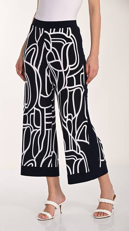Frank Lyman Geometric Abstract Print Cropped Wide-Leg Pants 266115