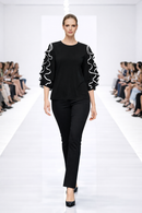 Joseph Ribkoff Silky Knit Top with Chiffon Ruffled Sleeves-261009