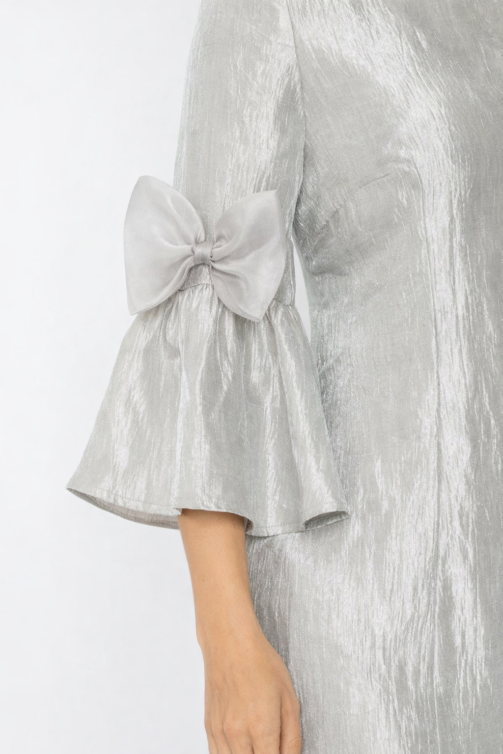 IC Collection Organza Sleeve Shimmer Shift Dress-7638D