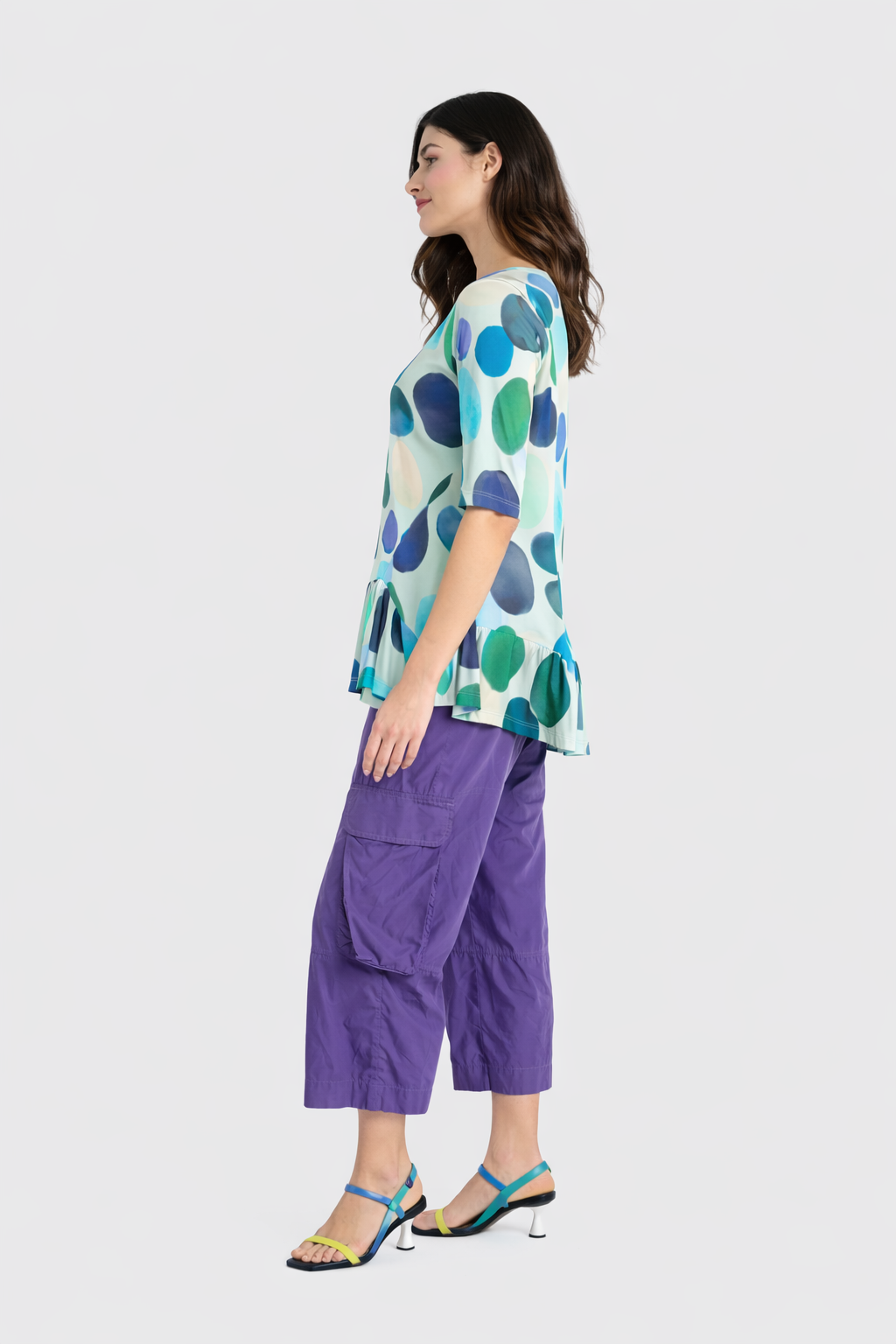 Addison Flouncy Tee, Aqua Dots-RT368A