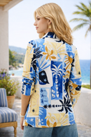 Joseph Ribkoff Silky Knit Tropical Print Fitted Blazer-262232