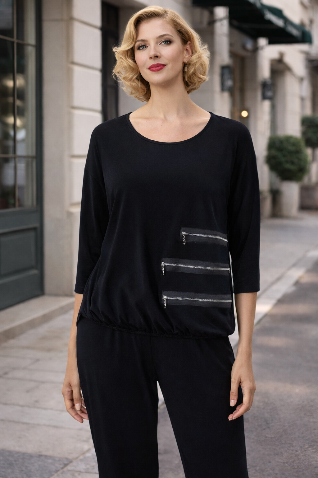 Joseph Ribkoff Zip Detail Top | Unique Apparel USA