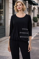 Joseph Ribkoff Zip Detail Top | Unique Apparel USA