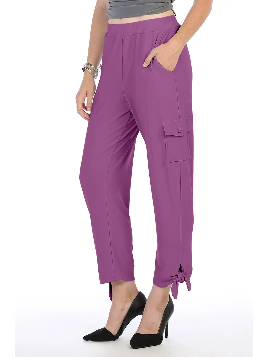 By JJ Side Tie Cargo Pocket Cropped Pant-IT-118C