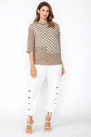 IC Collection Dot Print 3/4 Sleeve Top-C1105T