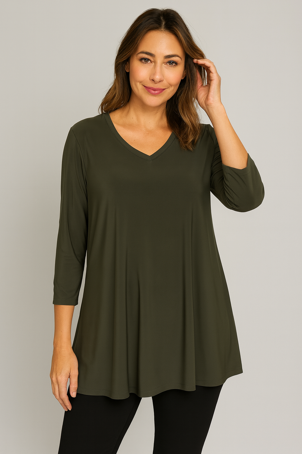 By JJ V-Neck Mesh Cutout Shoulder Top-IT-106