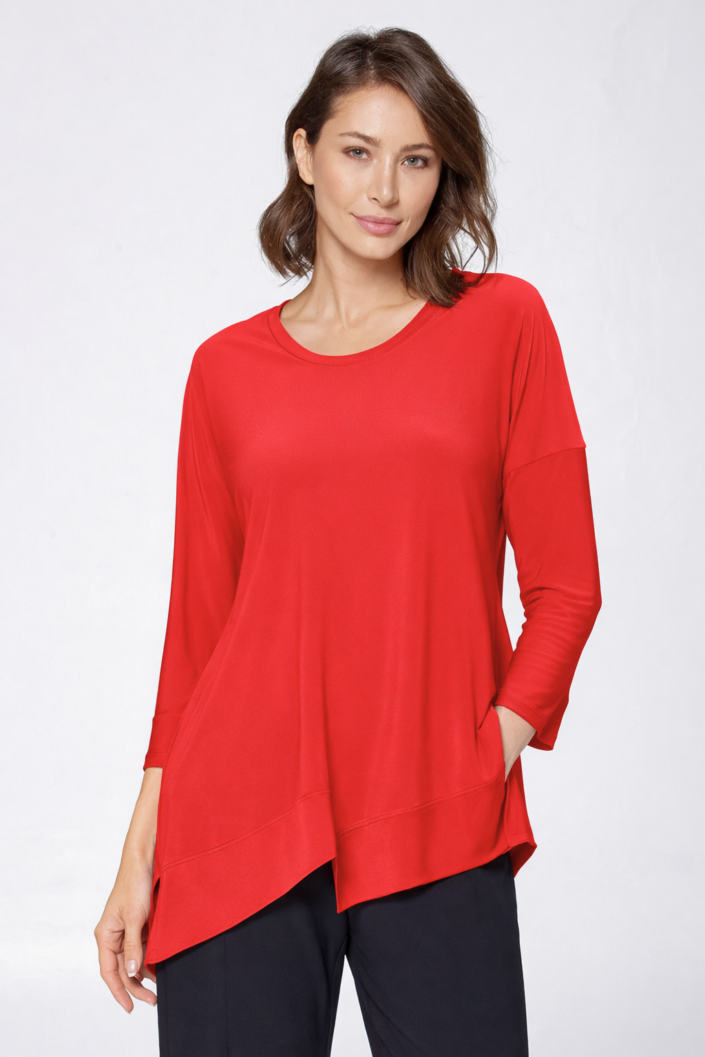 By JJ Asymmetric Hem Long Sleeve Tunic-IT-101B