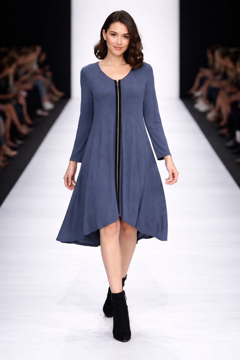 By JJ Zip-Front Swing Dress-IT-197