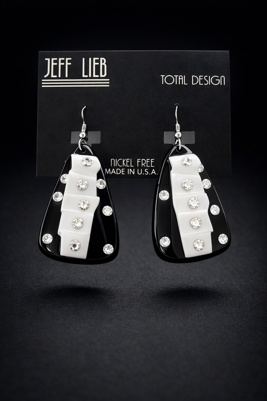 Jeff Lieb Black & White Crystal Statement Drop Earrings-0032