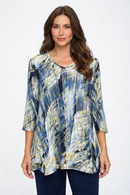 By JJ 3/4 Sleeve V-Neck Blouse- SF-204P-B