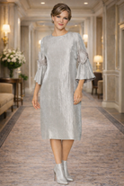 IC Collection Organza Sleeve Shimmer Shift Dress | Unique Apparel USA