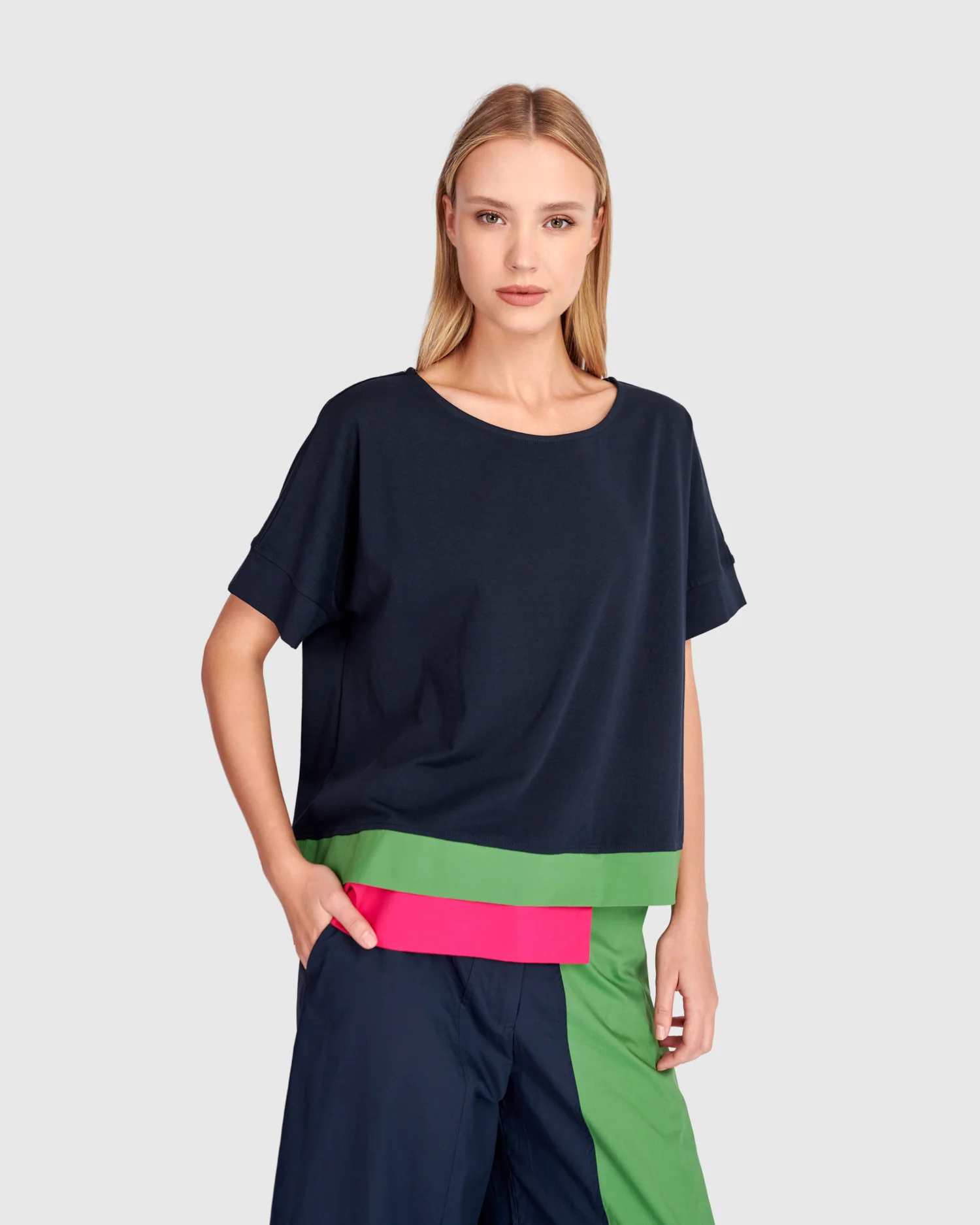 Alembika Sorbet Tee, Navy Multi-ST826M