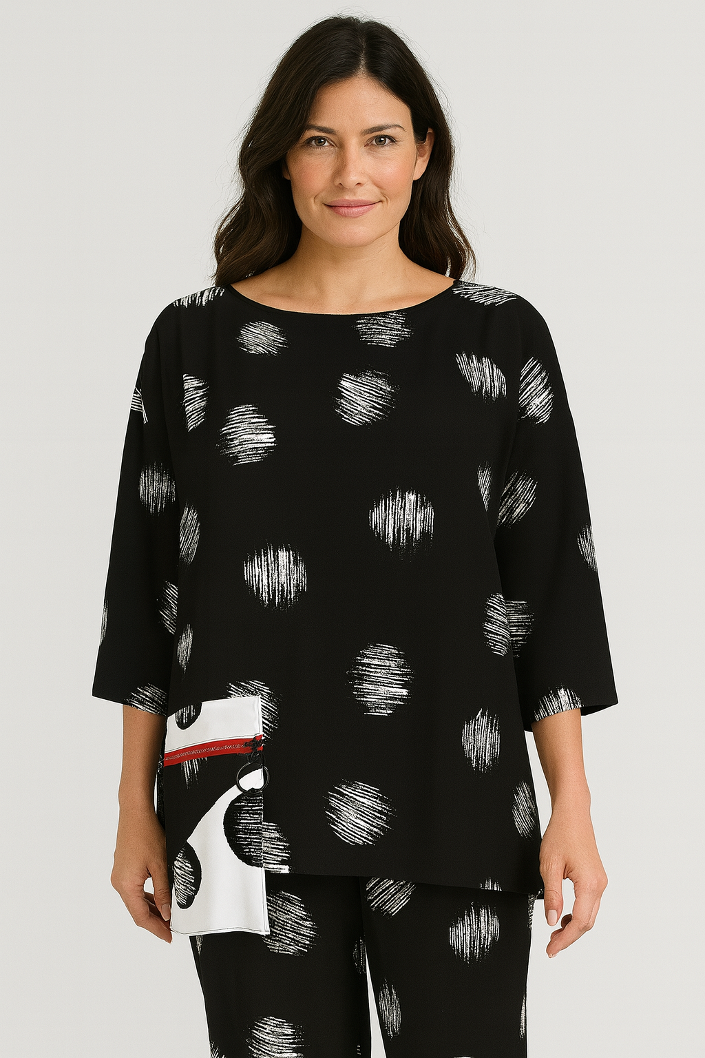 IC Collection Scratched Polka Dot Boxy Top-IC-4833T