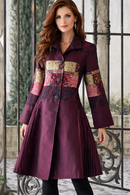 Oopera Mixed Media Pleated Artistic Coat-C2348-2
