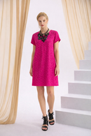 Kozan Simona Textured Shift Dress-Flamingo| Designer Dress