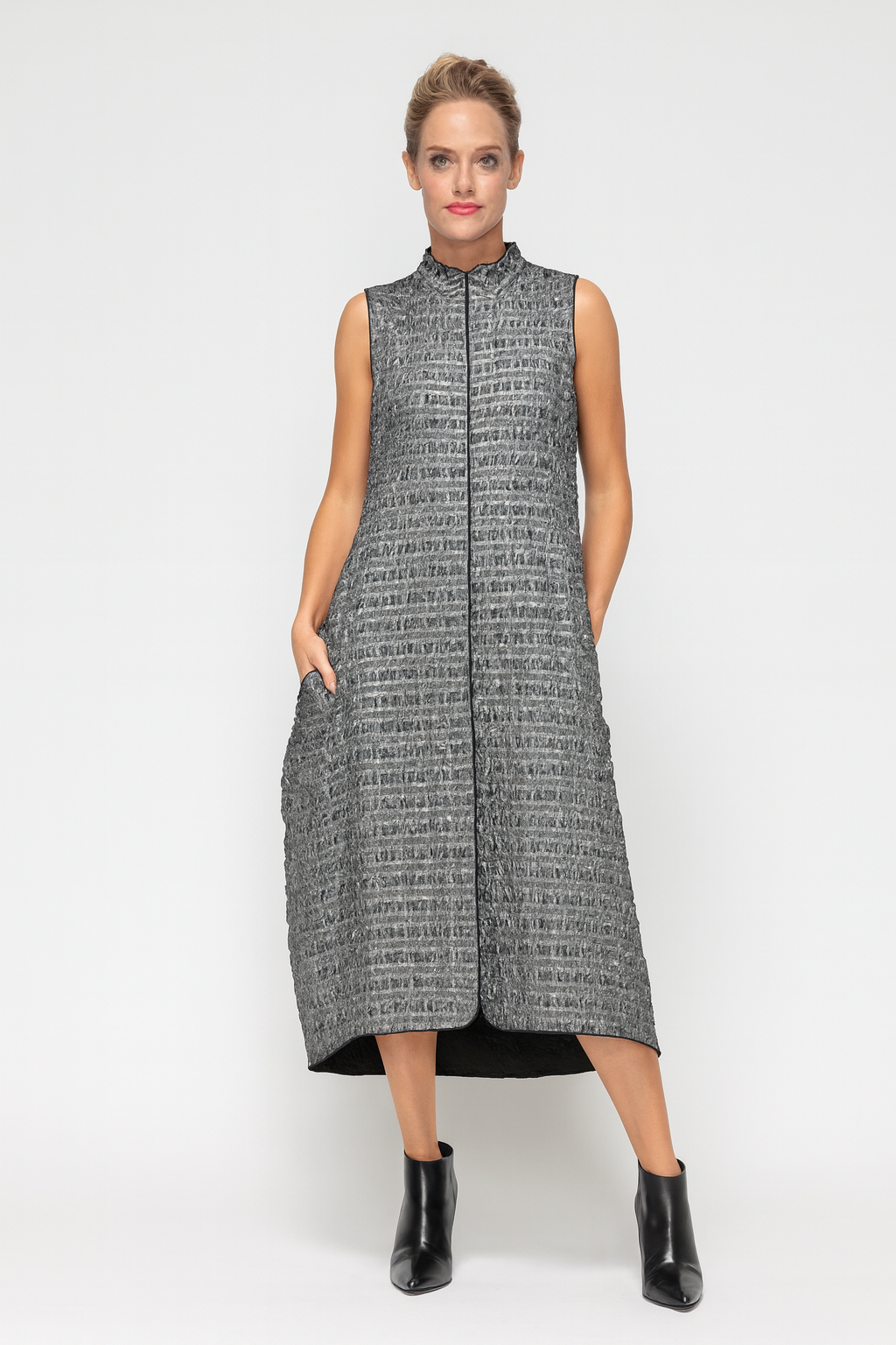 IC Collection Mock Neck Sleeveless Swing Dress-7173D