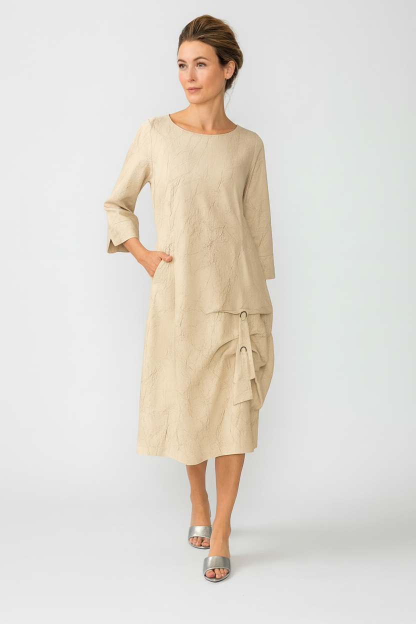 IC Collection Crackle Long Sleeve Dress-7256D