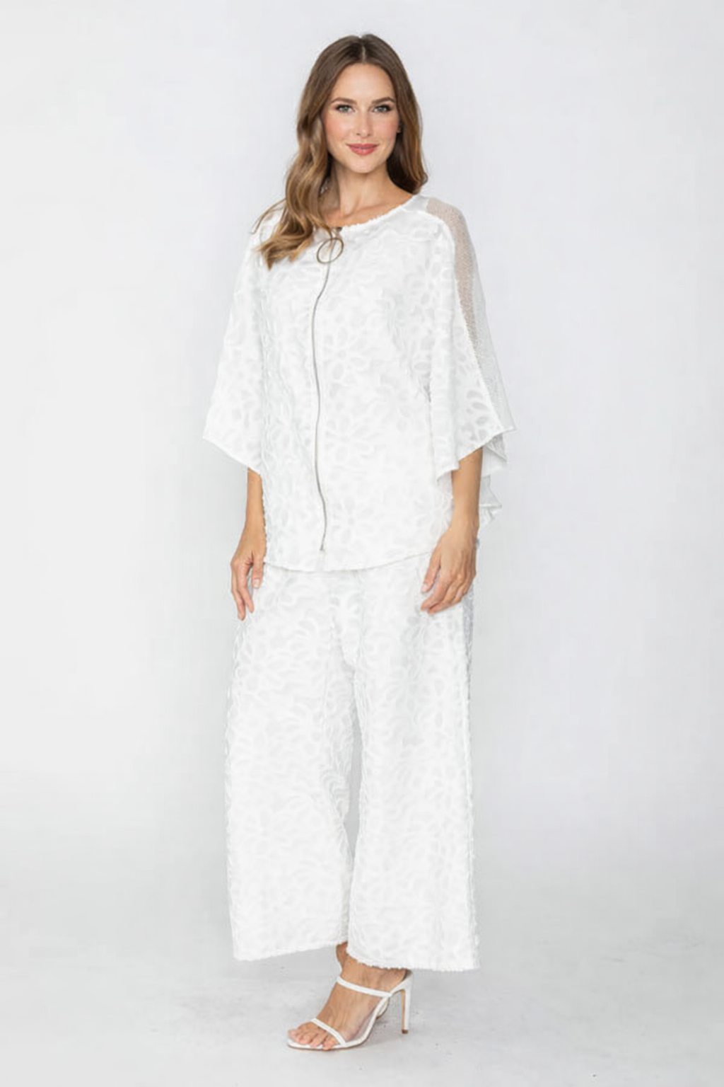 IC Collection Zip Front Poncho - Elegant Draped Knit Jacket - 7838T