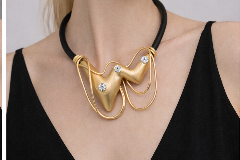 Jeff Lieb Modern Gold Wave Necklace-33986