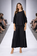 IC Collection Tie-Sleeve Cold Shoulder Dolman Top-7637T