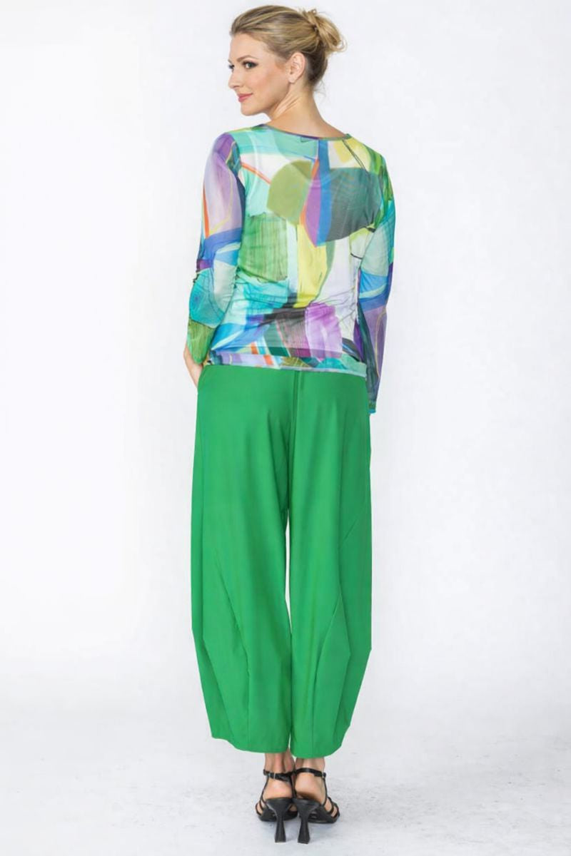 IC Collection Round Neck Long Sleeve Mesh Top-7673T