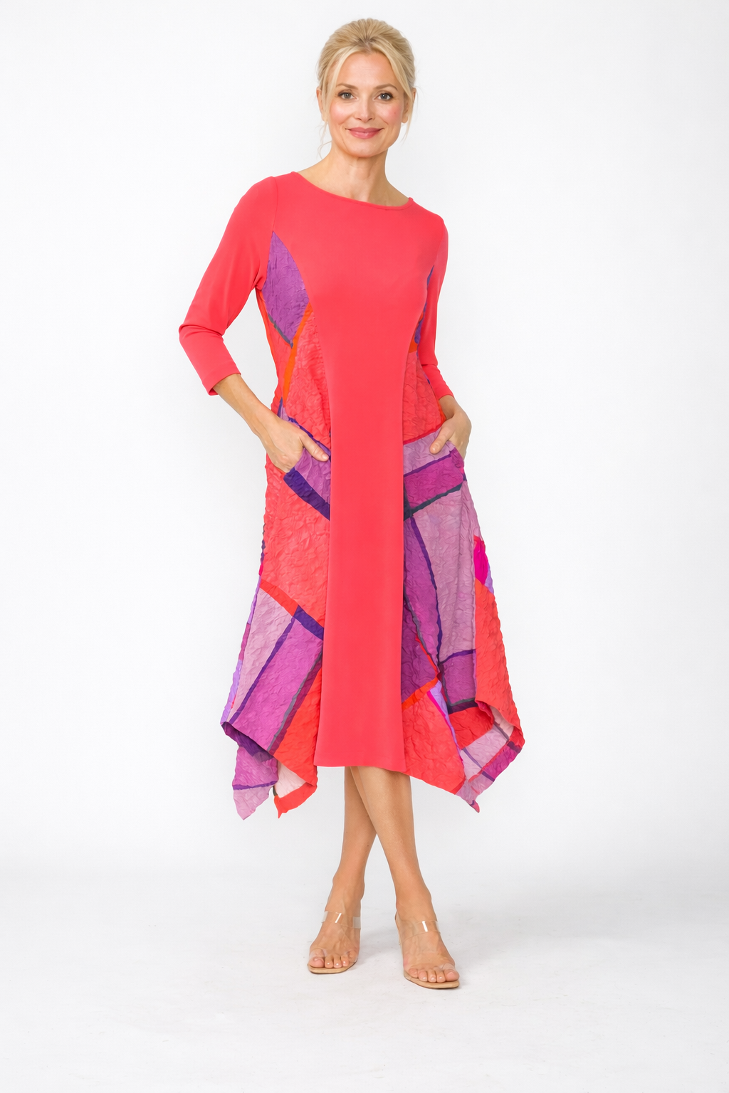 IC Collection Color Block Dress 7285D | Unique Apparel USA