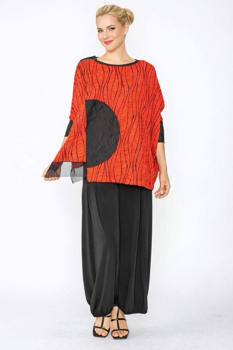 IC Collection Top With Mesh Sleeve-7812T