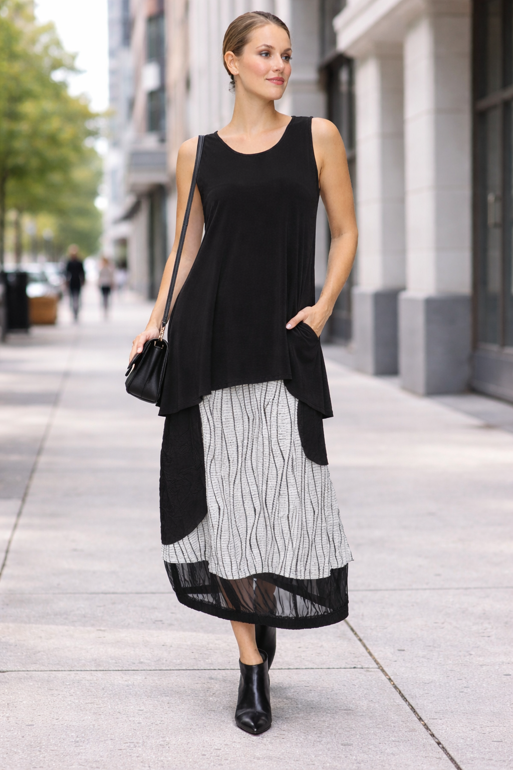 IC Collection Skirt With Mesh Detail-7793S