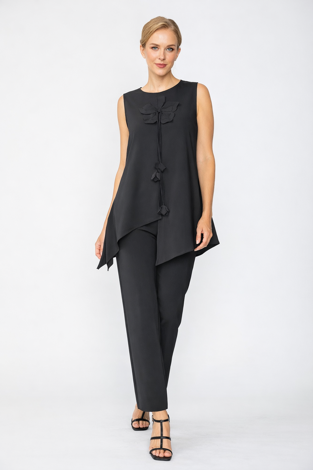 IC Collection Petal Detail Sleeveless Asymmetrical Top-7794T