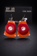 Jeff Lieb Retro Orange Red Crystal Statement Earrings-9091