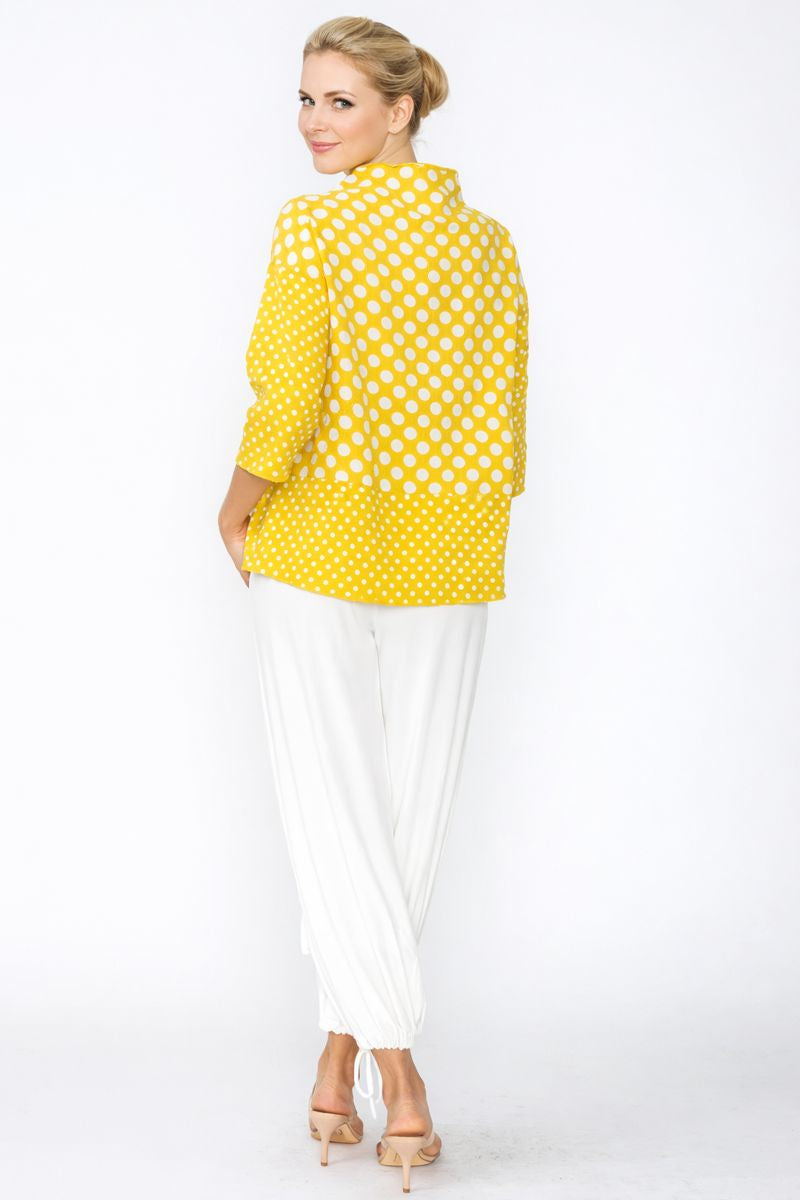 IC Collection Dot Print 3/4 Sleeve Top-C1105T