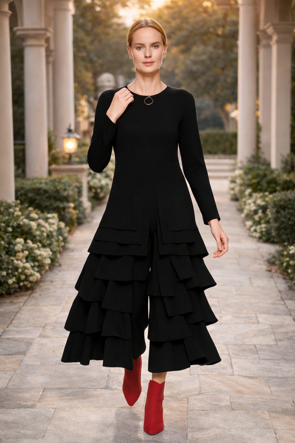 IC Collection Layered Ruffle Jumpsuit-7232JS