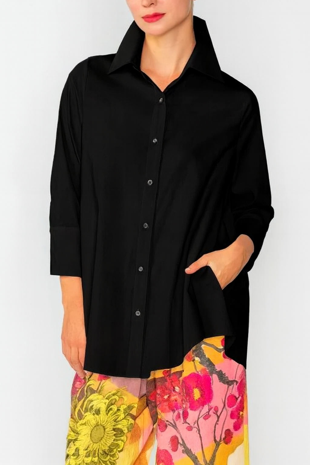 IC Collection White Button Down Blouse-IC-3758B